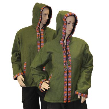 Army Green Bhutan Trimmed Jacket - Medium